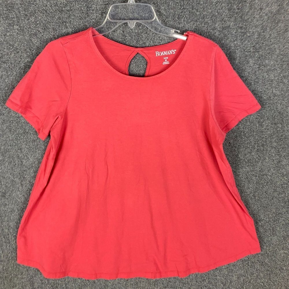 Roaman's Blouse Women's Medium 14/16 Short Sleeve Casual Adults M
